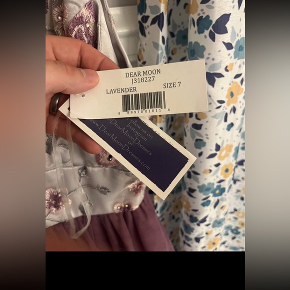 Floral Embroidered Dress with Purple Skirt - Picture 4 of 4